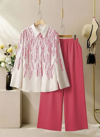 RICH LOOK POLY RAYON PRINTED WORK TOP PALAZZO SET RANI