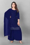 MODERN GEORGETTE EMBROIDERY WORK TOPM PALAZZO WITH DUPATTA BLUE