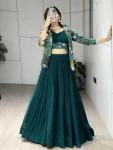 6MODERN GEORGETTE PLAIN LEHENGA WITH FOIL PRINTED CHOLI AND KOTI PARTY WEAR WHOLESALE PRICE ETHNIC GARMENT (2)