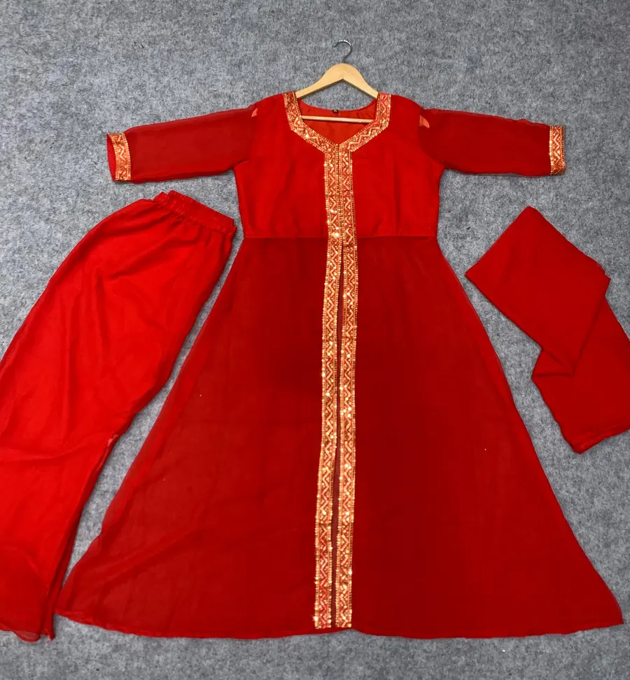 6RICH LOOK GEORGETTE SEQUENCE WORK TOP BOTTOM WITH DUPATTA FESTIVE WEAR WHOLESALE PRICE ETHNIC GARMENT (8)