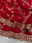 6TRENDING SPACE SILK SEQUENCE EMBROIDERY WORK SAREE WITH UNSTITCHED BLOUSE WEDDING WEAR WHOLESALE PRICE ETHNIC GARMENT (15)