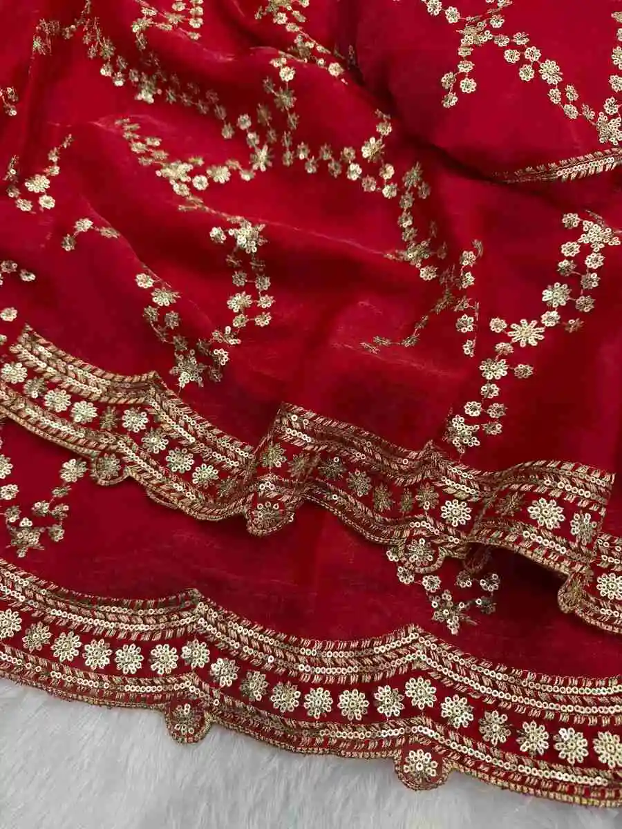 6TRENDING SPACE SILK SEQUENCE EMBROIDERY WORK SAREE WITH UNSTITCHED BLOUSE WEDDING WEAR WHOLESALE PRICE ETHNIC GARMENT (14)