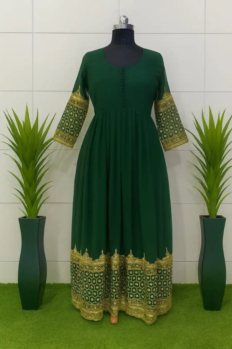 7NEW ARRIVAL GEORGETTE MULTI SEQUENCE WORK GOWN WITH DUPATTA FESTIVE WEAR WHOLESALE PRICE ETHNIC GARMENT (4)