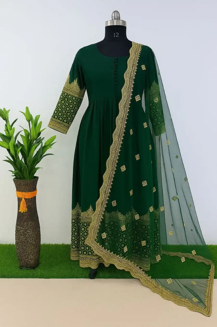 7NEW ARRIVAL GEORGETTE MULTI SEQUENCE WORK GOWN WITH DUPATTA FESTIVE WEAR WHOLESALE PRICE ETHNIC GARMENT (5)