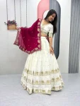 7RICH LOOK CHINON EMBROIDERY SEQUENCE WORK LEHENGA CHOLI WITH DUPATTA WEDDING WEAR WHOLESALE PRICE ETHNIC GARMENT (21)