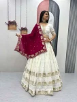 7RICH LOOK CHINON EMBROIDERY SEQUENCE WORK LEHENGA CHOLI WITH DUPATTA WEDDING WEAR WHOLESALE PRICE ETHNIC GARMENT (21)