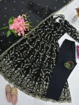 7RICH LOOK FENDY SILK EMBROIDERY THREAD & SEQUENCE WORK GOWN BOTTOM WITH DUPATTA WEDDING WEAR WHOLESALE PRICE ETHNIC GARMENT (14)