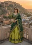 RICH LOOK KANJIVARAM SILK ZARI WEAVING WORK STITCHED LEHENGA UNSTITCHED CHOLI WITH DUPATTA GREEN