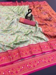 RICH LOOK PAITHANI SILK ZARI WEAVING WORK SAREE WITH UNSTITCHED BLOUSE PISTA