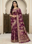 DESIGNER DOLA SILK ZARI MEENAKARI WOVEN PALLU WITH HEAVY WOVEN BORDER WORK SAREE WITH UNSTITCHED BLOUSE WINE