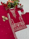 8FANCY CHINON EMBROIDERY THREAD & SEQUENCE WORK TOP BOTTOM WITH DUPATTA FESTIVE WEAR WHOLESALE PRICE ETHNIC GARMENT (5)