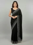 MODERN GEORGETTE HOTFIX WORK SAREE WITH UNSTITCHED BLOUSE MINT