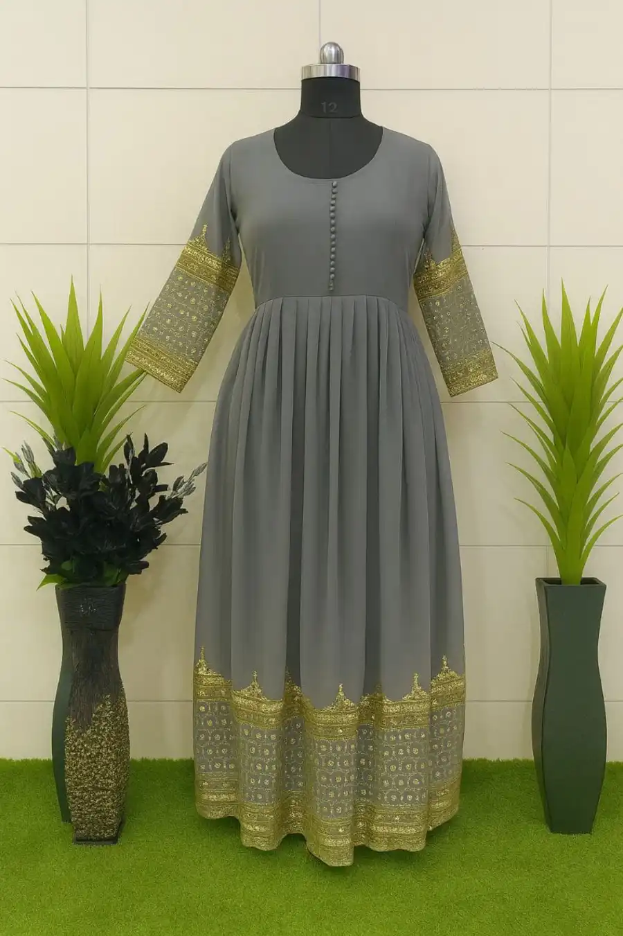 8NEW ARRIVAL GEORGETTE MULTI SEQUENCE WORK GOWN WITH DUPATTA FESTIVE WEAR WHOLESALE PRICE ETHNIC GARMENT (15)
