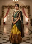 RICH LOOK KANJIVARAM SILK ZARI WEAVING WORK STITCHED LEHENGA UNSTITCHED CHOLI WITH DUPATTA YELLOW AND GREEN
