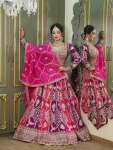 ATTRACTIVE GEORGETTE THREAD WITH SEQUENCE EMBROIDERY WORK LEHENGA CHOLI WITH DUPATTA  PINK