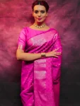 ATTRACTIVE LICHI SILK JACQUARD WORK SAREE WITH UNSTITCHED BLOUSE FESTIVE WEAR WHOLESALE PRICE ETHNIC GARMENT (8)