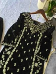 ATTRACTIVE VELVET EMBROIDERY WORK TOP PALAZZO WITH DUPATTA FESTIVE WEAR WHOLESALE PRICE ETHNIC GARMENT (3)
