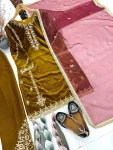DESIGNE VELVET CHAIN STITCHED WORK WITH PERAL MOTI HAND WORK AND FANCY LACE BORDER WORK TOP BOTTOM WITH DUPATTA FESTIVE WEAR WHOLESALE PRICE ETHNIC GARMENT (3).webp
