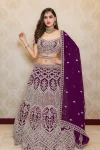 DESIGNER BUTTERFLY NET CHAIN WORK LEHENGA CHOLI WITH DUPATTA  PURPLE