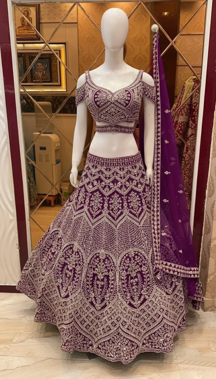 DESIGNER BUTTERFLY NET CHAIN WORK LEHENGA CHOLI WITH DUPATTA WEDDING WEAR WHOLESALE PRICE ETHNIC GARMENT (18)