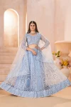 DESIGNER BUTTERFLY NET SEQUENCE AND CODING EMBROIDERY WORK LEHENGA CHOLI WITH DUPATTA RECEPTION WEAR WHOLESALE PRICE ETHNIC GARMENT (2)