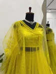 DESIGNER BUTTRFLY NET THREAD WITH SEQUENCE WORK SHRUG BLOUSE AND LEHENGA PARTY WEAR WHOLESALE PRICE ETHNIC GARMENT (2) (1)