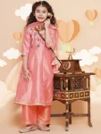 DESIGNER CHANDERI EMBROIDERY WORK KID’S TOP BOTTOM WITH DUPATTA FESTIVE WEAR WHOLESALE PRICE ETHNIC GARMENT (5)