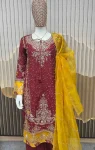 DESIGNER CHINON CODING SEQUENCE EMBROIDERY WORK TOP BOTTOM WITH DUPATTA FESTIVE WEAR WHOLESALE PRICE ETHNIC GARMENT (2)