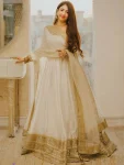 DESIGNER CHINON EMBROIDERY 5 MM SEQUENCE WORK GOWN BOTTOM WITH DUPATTA WHITE