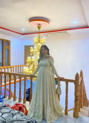 DESIGNER CHINON EMBROIDERY 5 MM SEQUENCE WORK GOWN BOTTOM WITH DUPATTA OFF WHITE