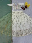 DESIGNER CHINON EMBROIDERY THREAD AND SEQUENCE WORK LEHENGA CHOLI WITH DUPATTA WEDDING WEAR WHOLESALE PRICE ETHNIC GARMENT (2)