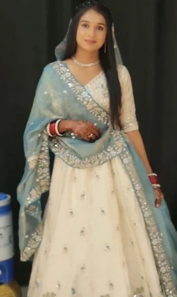 DESIGNER CHINON EMBROIDERY THREAD AND SEQUENCE WORK LEHENGA CHOLI WITH DUPATTA SKY