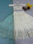 DESIGNER CHINON EMBROIDERY THREAD AND SEQUENCE WORK LEHENGA CHOLI WITH DUPATTA WEDDING WEAR WHOLESALE PRICE ETHNIC GARMENT (6)