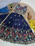 DESIGNER CHINON SILK EMBROIDERY SEQUENCE WORK LEHENGA CHOLI WITH DUPATTA FESTIVE WEAR WHOLESALE PRICE ETHNIC GARMENT (2)
