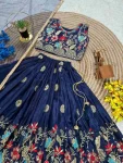 DESIGNER CHINON SILK EMBROIDERY SEQUENCE WORK LEHENGA CHOLI WITH DUPATTA FESTIVE WEAR WHOLESALE PRICE ETHNIC GARMENT (2)