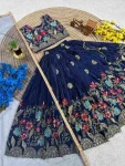 DESIGNER CHINON SILK EMBROIDERY SEQUENCE WORK LEHENGA CHOLI WITH DUPATTA FESTIVE WEAR WHOLESALE PRICE ETHNIC GARMENT (2)