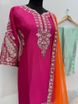 DESIGNER CHINON SILK EMBROIDERY SEQUENCE WORK TOP BOTTOM WITH DUPATTA FESTIVE WEAR WHOLESALE PRICE ETHNIC GARMENT (5)