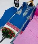 DESIGNER CHINON SILK EMBROIDERY SEQUENCE WORK TOP BOTTOM WITH DUPATTA FESTIVE WEAR WHOLESALE PRICE ETHNIC GARMENT (1)