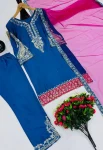 DESIGNER CHINON SILK EMBROIDERY SEQUENCE WORK TOP BOTTOM WITH DUPATTA FESTIVE WEAR WHOLESALE PRICE ETHNIC GARMENT (1)