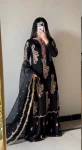 DESIGNER CHINON SILK EMBROIDERY SEQUENCE WORK TOP PALAZZO WITH DUPATTA BLACK