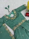 DESIGNER CHINON SILK THREAD & PIPE SEQUENCE WORK TOP LEHENGA WITH DUPATTA WEDDING WEAR WHOLESALE PRICE ETHNIC GARMENT (5)