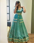 DESIGNER CHINON SILK THREAD & PIPE SEQUENCE WORK TOP LEHENGA WITH DUPATTA WEDDING WEAR WHOLESALE PRICE ETHNIC GARMENT (5)