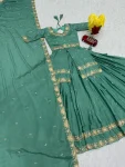 DESIGNER CHINON SILK THREAD & PIPE SEQUENCE WORK TOP LEHENGA WITH DUPATTA WEDDING WEAR WHOLESALE PRICE ETHNIC GARMENT (5)