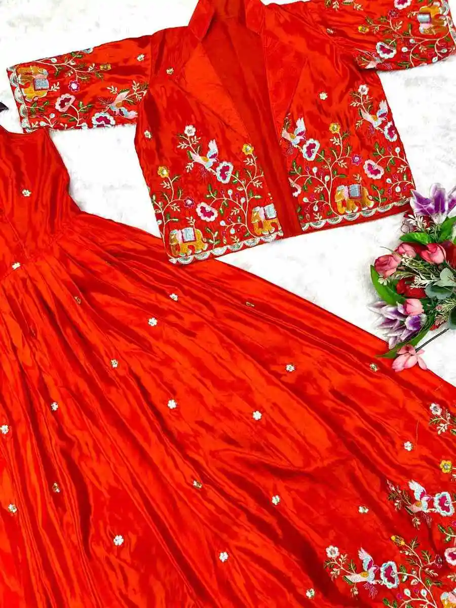 DESIGNER CREPE EMBROIDERY SEQUENCE WORK GOWN WITH KOTI FESTIVE WEAR WHOLESALE PRICE ETHNIC GARMENT (11)