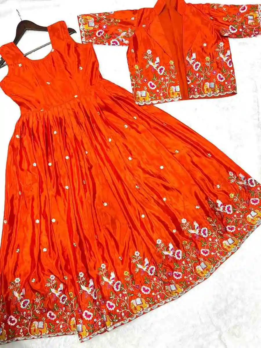 DESIGNER CREPE EMBROIDERY SEQUENCE WORK GOWN WITH KOTI FESTIVE WEAR WHOLESALE PRICE ETHNIC GARMENT (7)