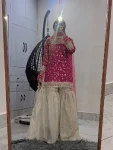 DESIGNER CRUNCHY SILK EMBROIDERY SEQUENCE WORK TOP SHARARA WITH DUPATTA FESTIVE WEAR WHOLESALE PRICE ETHNIC GARMENT (8)