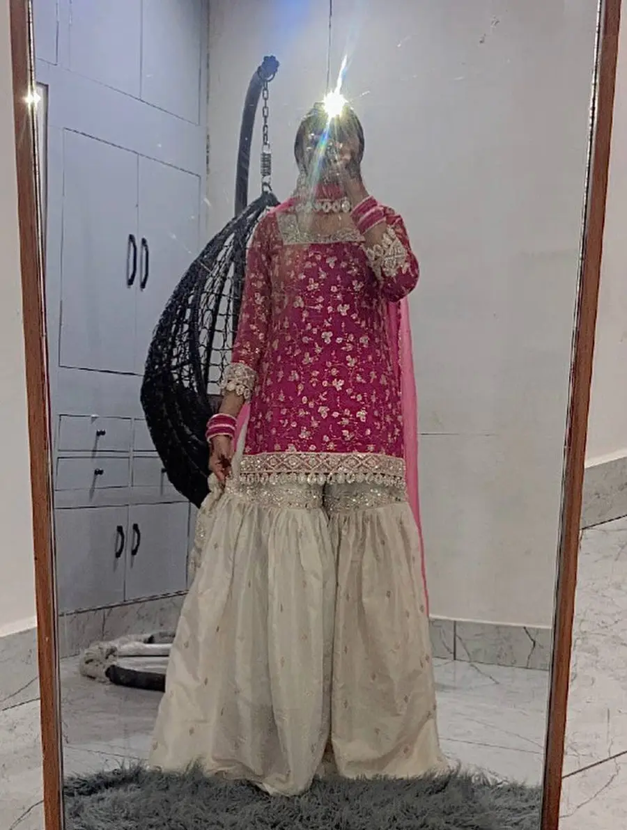 DESIGNER CRUNCHY SILK EMBROIDERY SEQUENCE WORK TOP SHARARA WITH DUPATTA FESTIVE WEAR WHOLESALE PRICE ETHNIC GARMENT (11)