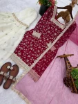 DESIGNER CRUNCHY SILK EMBROIDERY SEQUENCE WORK TOP SHARARA WITH DUPATTA FESTIVE WEAR WHOLESALE PRICE ETHNIC GARMENT (8)