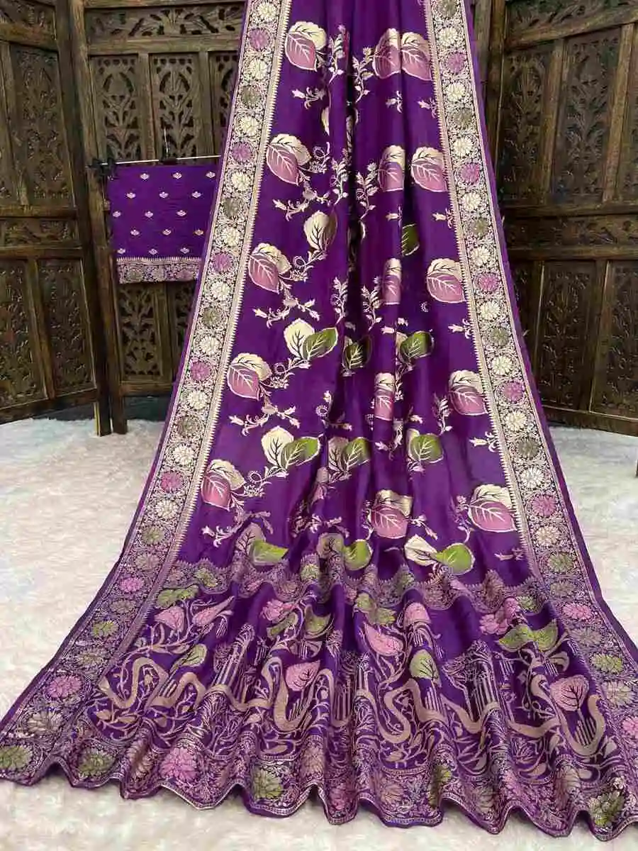 DESIGNER DOLA SILK ZARI MEENAKARI WOVEN PALLU WITH HEAVY WOVEN BORDER WORK SAREE WITH UNSTITCHED BLOUSE FESTIVE WEAR WHOLESALE PRICE ETHNIC GARMENT (20).webp