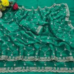 DESIGNER FENDY CHIFFON SILK SEQUENCE EMBROIDERY WORK WITH CUT WORK BORDER WORK SAREE WITH UNSTITCHED BLOUSE WEDDING WEAR WHOLESALE PRICE ETHNIC GARMENT (1).jpg.webp